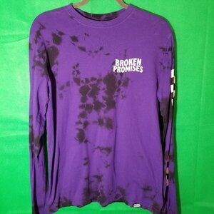 Broken Promises Checkered Purple & Black Tie Dye Long Sleeve Shirt Men’s Size M